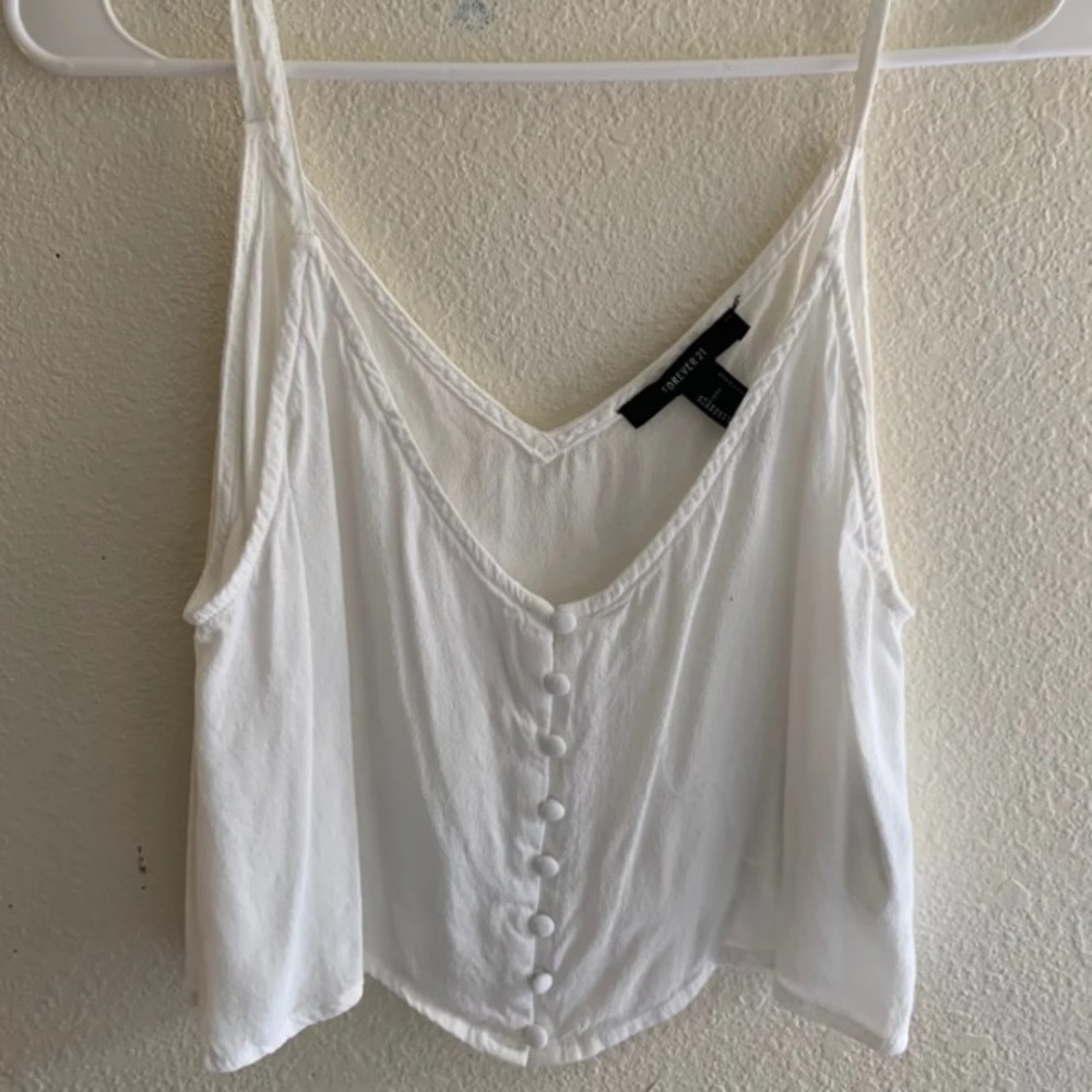 Forever 21 white crop top button up